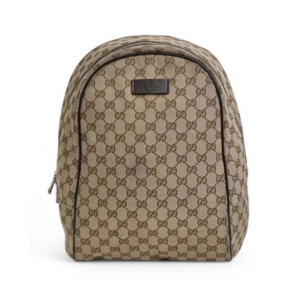 Gucci Brown Gg Supreme Medium Zip Backpack - vintage - Picture 1 of 1